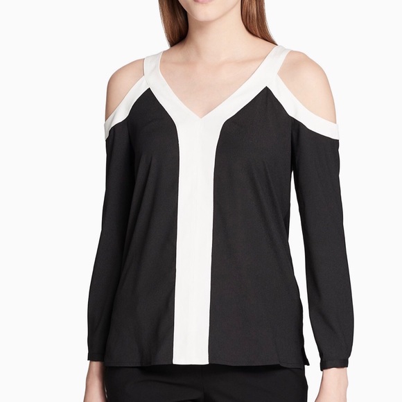Calvin Klein Tops - Calvin Klein Cold Shoulders Border Stripe Top